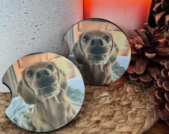 Custom Car Coasters, Personalized Car Coasters, Set of 2, Photo Car Coasters, Neoprene Coaster, Gift for Dog lover, Gift for dog mom