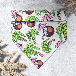 Custom Dog Bandana, Coconut beach Print Design, Personalized Text Puppy Pet Bandana, Pet Accessories, Dog Owner Presents, Gift for dog mom