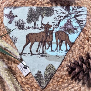 Custom Dog Bandana, Nature Scene Print Design, Personalized Text Puppy Pet Bandana, Pet Accessories, Dog Owner Presents,