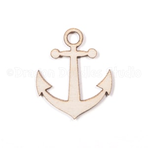 Unfinished Wooden Anchor Nautical Shape, Laser Cut Anchor Blank Cutout, DIY Craft Supplies, Unpainted Home and Room Decor, 1/8 Plywood Round