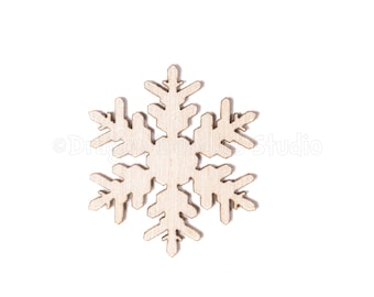 Snowflake Shape Unfinished Wooden, Winter Snowflake Blank Laser Cutout Wood Decor, DIY Kits Craft Supply, Holiday Season Decoration.