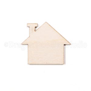 May include: A simple wooden house shape cutout, perfect for crafting projects or home decor.