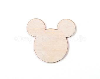 Mauskopfform unfertiges Holz, kundenspezifischer freier Laser-Ausschnitt-Holzdekor, DIY-Kits-Handwerksversorgung, Geburtstags-Party-Hintergrunddekoration.