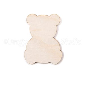 Teddy Bear Shape Unfinished Wooden, Cute Bear Blank Laser Cutout Wood Decor, DIY Kits Craft Supply, Kids Birthday Backdrop Decoration