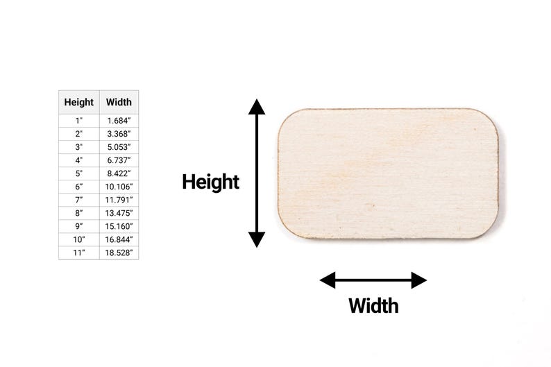 Rounded Rectangle Shape Unfinished Wooden, Rectangle Blank Laser Cutout ...