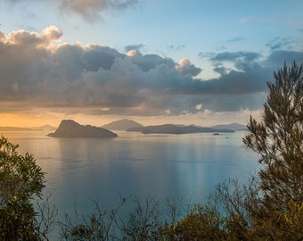 Passage Peak Pastel Sunrise: Whitsunday Australia Hamilton Island Seascape Wall Art Sunrise/Sunset Fine Art Print/Canvas/Acrylic/Metal