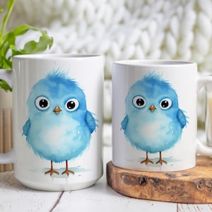 Blauer Baby Vogel Aquarell Kaffeetasse - Niedliche Keramik Tasse - Geschenk für Vogel-Liebhaber & Natur-Enthusiasten
