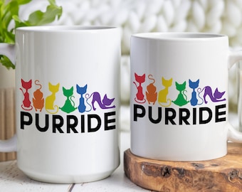 Rainbow Cats 'Purride' Mug - LGBTQ Pride Coffee Cup