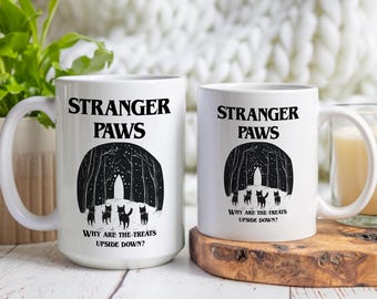 Stranger Paws Cat Mug, Funny Halloween Gift (11oz, 15oz)