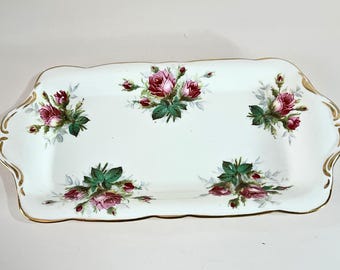 Hammersley Grandmother's Rose Tray for Creamer & Sugar Pink Roses Bone China England