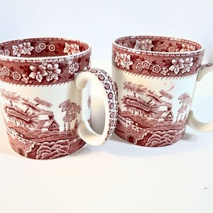Tasse Spode Tower rose vintage en faïence rose à motifs floraux, Angleterre