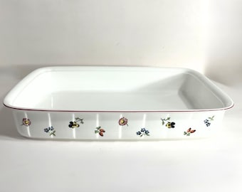 Villeroy & Boch Petite Fleur 14" Lasagna Baker | Floral Porcelain Casserole Dish Indented Germany