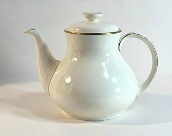 Royal Doulton Heather Teapot with Lid Albion Shape Gold Trim Ivory Fine China England