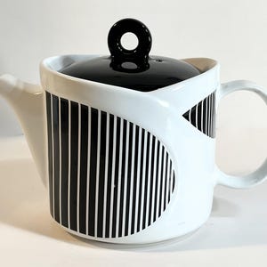 Vintage Sadler Tekanna | Gråvita Randiga Keramiska Engelska Afternoon Tea-Kanna