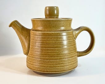 Vintage Denby Canterbury Teapot with Lid Orange Band Floral Stoneware Teapot England