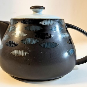 Denby Sienna Ellipse Teapot | Brown Turquoise Stoneware | Discontinued Vintage Tea Pot