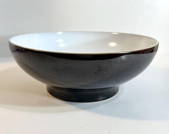 Denby Jet Pedestal Serving Bowl | 9-Inch Black Stoneware Footed Dish