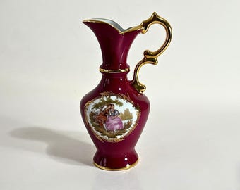 Limoges Castel Pitcher Vase Vintage French Porcelain Miniature Vase Floral Decor France
