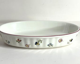 Villeroy & Boch Petite Fleur 11" Oval Baker Floral Porcelain Baking Dish Multicolor Flowers Germany