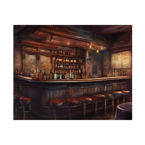 Rustic Old Fashioned Bar Matte Canvas Wall Hanging - Bar Art