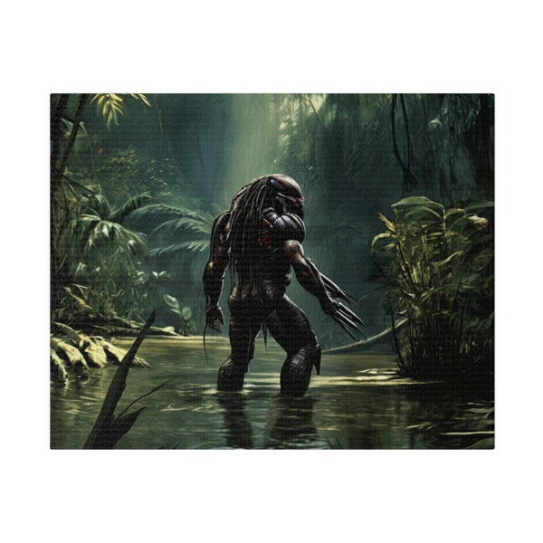 Matte Canvas Wall Art featuring Predator in the Jungle from Film Predator