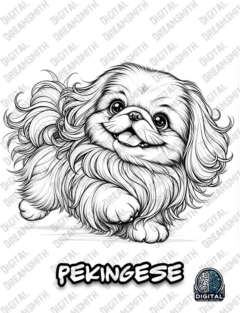 Charming Pekingese Puppy Coloring Page - Printable PDF for All Ages ...