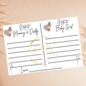 Note pour maman et papa, note pour carte bébé fille TÉLÉCHARGEMENT IMMÉDIAT, baby shower, paroles de sagesse, lettre à bébé, souhaits minimalistes pour bébé