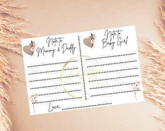 Note for Mommy & Daddy, Note for Baby Girl Card INSTANT DOWNLOAD, Baby Shower, Words of Wisdom, Letter to Baby, Minimalist Wishes for Baby