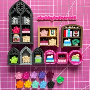 Bookcase Clicky Fidget - Cozy Gothic Book Nook - Shelf Decor: 1 to 6 items each!