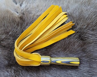 Bumble Bee Birch Wood and Yellow Leather Flogger