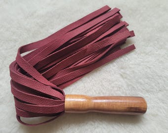 Exotic Hard Wood and Burgundy Suede Leather Flogger
