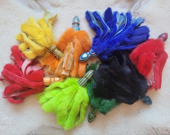 Rabbit Fur Flogger - "The MotherFluffer" w/dyed birch handle