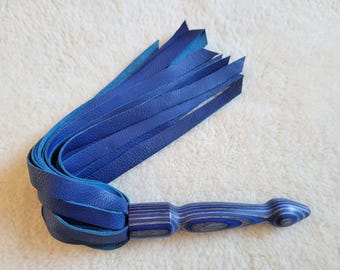 Blue Angel Birch Wood and Blue Leather Flogger