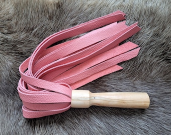Spalted Maplewood and Salmon Pink Leather Flogger