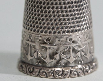 Dé à coudre antique en argent sterling C1890's