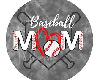 Baseball Mom Car Freshie PNG, Round Freshie Cardstock Image, Instant Download, Baseball Mom Car Coaster PNG Sublimation Image