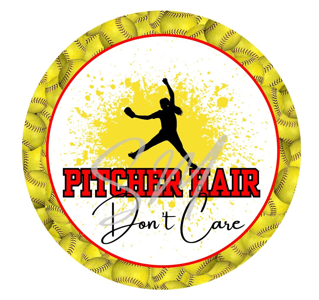 Softball Pitcher Hair Don't Care Car Freshie PNG, Round Freshie ...