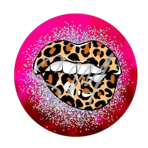 Leopard Lips Car Freshie PNG, Round Freshie Cardstock Image, Instant Download, Leopard Lips Car Coaster PNG, Car Coaster Sublimation Image