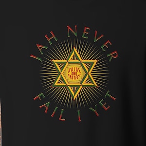 Jah Never Fail I Yet, Davidster, Guide and Protect, zonnesymbool, reggae, muziekfestival, Dancehall, rasta, Jamaica, T-shirt concertstam