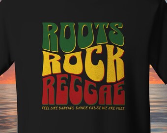 Roots Rock Reggae T-Shirt, Reggae music, Red Yellow and Green, Concert, Festival, Rasta Apparel, Roots & Culture, Jah Rastafari, One Love