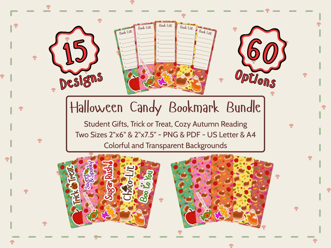 Printable Halloween Candy Bookmarks Bundle - Perfect for Boo Basket ...