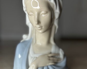 Vintage LLADRO 4649 Porcelain Madonna Bust of Virgin Mary 9” Tall