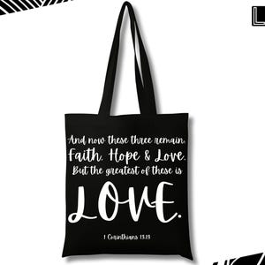 Christian Tote Bag, Bible Verse Carry Bag, Faith Based Travel Pouch, Inspirational Library Bag, Blessed Religious Gift Bags