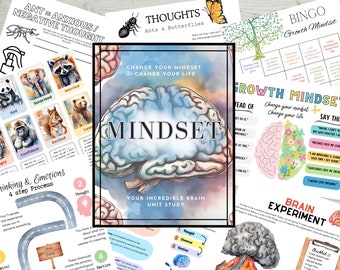 Mindset Unit Study, Growth Mindset for kids, Brain Science, Emotions Lesson, Mindfulness Activities, Homeschool Printable, Instant Download