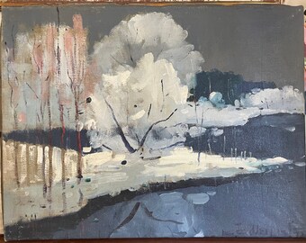 Winter River V / Oeuvre d'art originale / Acrylique sur toile