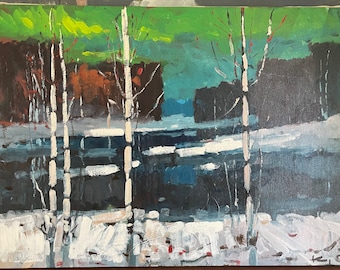 Winter River IV / Oeuvre d'art originale / Acrylique sur toile