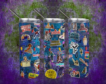 Strange Things Inspired Tumbler Wrap PNG, 20oz Skinny Tumbler Sublimation Design, Retro Sci-Fi Digital Download