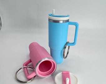 Schlüsselanhänger Lippenbalsam mit Deckel und Strohhalm-Optik | Tragbares Lippenbalsam-Accessoire für Geldbörse, Rucksack