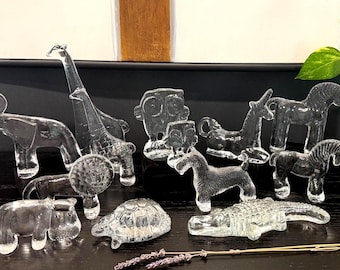 Série Zoo KOSTA BODA (Suède) des années 1970 | Animaux en verre d'art suédois Design par Bertil Vallien | Décor du milieu du siècle
