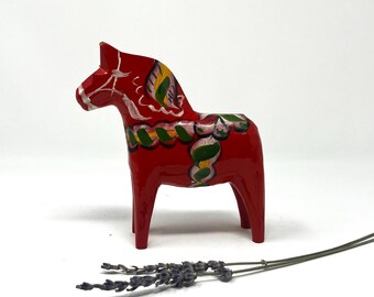 Nils and Grannas A. OLSSON (Sweden) Dala Horses | Traditional Hand Painted Red Dala Horses From Sweden | Swedish Folk Art | Vintage Decor